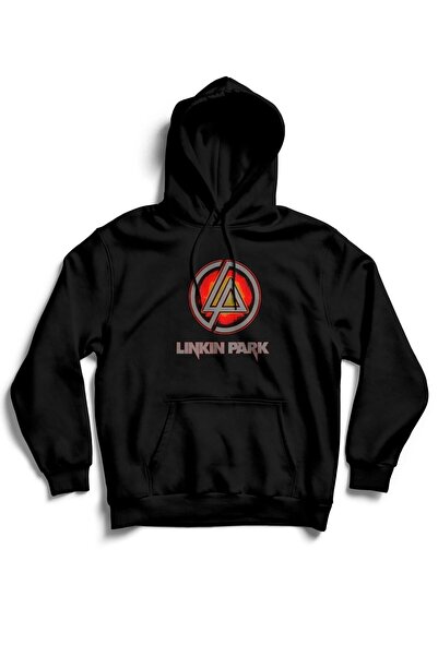 The Baski Hanorac negru unisex, cu glugă, imprimat Linkin Park, 100% bumbac, ...