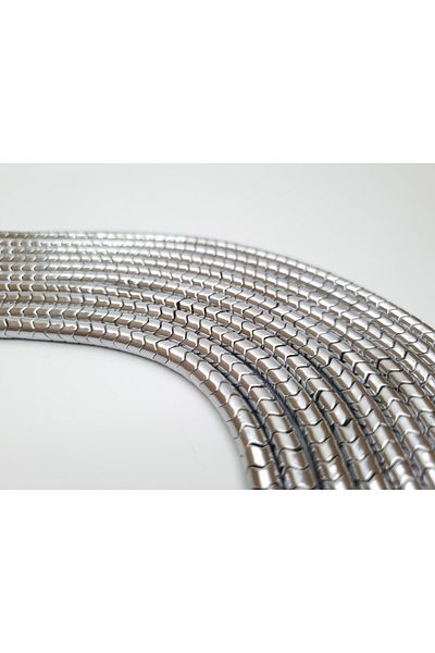 Yüksel Boncuk Natural Stone String - Cylinder Zigzag Cut, Silver Hematite Stone