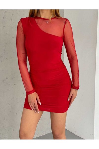 OlaLady Μίνι γυναικείο φόρεμα με λεπτομέρεια από τούλι