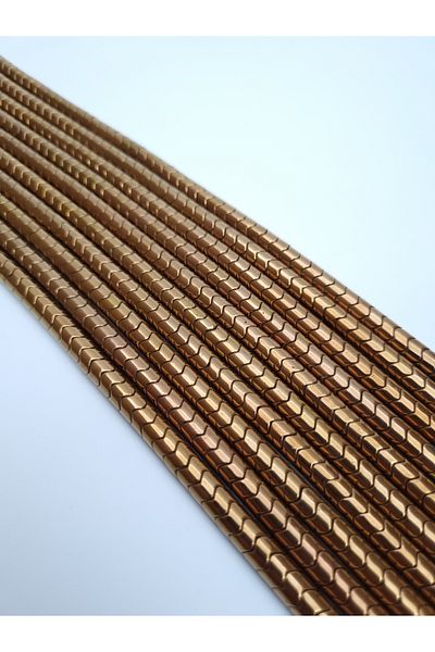 Yüksel Boncuk Copper Hematite Stone - Cylinder Zigzag Cut Natural Stone String