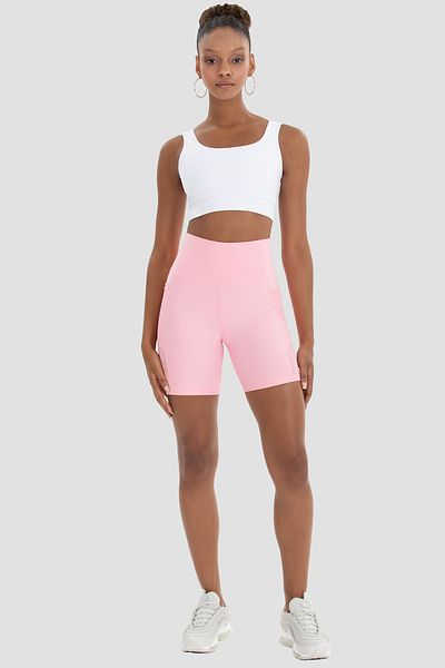 Superstacy Wawel Mesh Detailed Pink Cycling Shorts