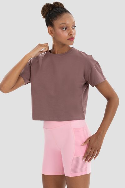 Superstacy Lily Oversize Dark Rose Crop T-Shirt