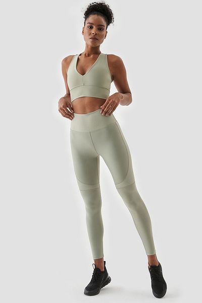 Superstacy Yvonne Shiny Piece Detailed Light Green Sports Leggings