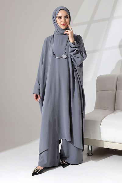 Berel Moda Aerobin Zühre Bat Sleeve Triple Suit Gray