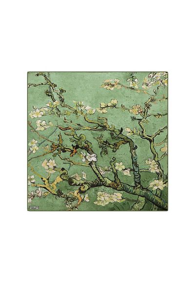 Bursa İpek Grass Green Almond Flower - Silk Handkerchief