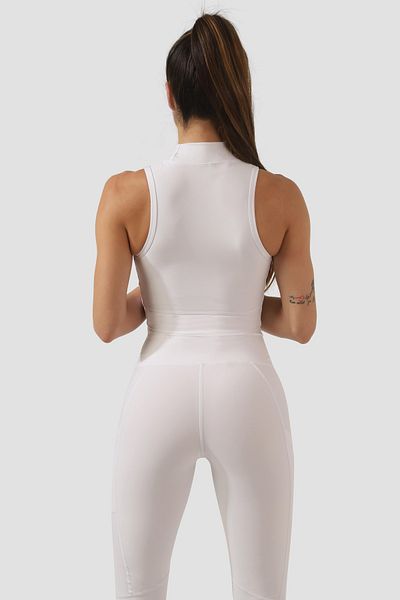 Superstacy Stand Collar White Sports Bra
