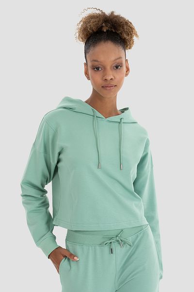 Superstacy Lisa Oversize Light Green Crop Hoodie