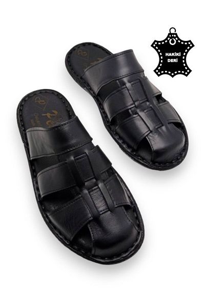 MAGIC SHOES Orthopedic Men's Slippers with Completely Genuine Leather and Heel Cushion System.