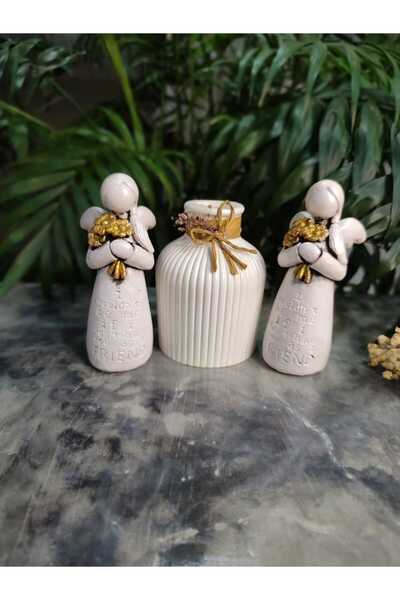 Gardenya Melek Biblo & Vazo 3 ' Lü Takım Model 2