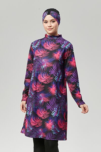 FİT1BEDEN Σετ μαγιό Hijab με σχέδια - Αδιάβροχο, Πλήρως Καλυμμένο και Γρήγορο Στέγνωμα