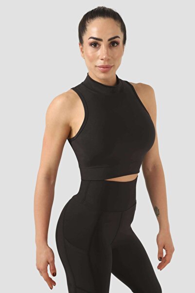 Superstacy Stand Collar Black Sports Bra