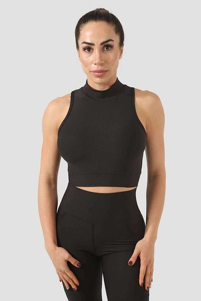 Superstacy Stand Collar Black Sports Bra