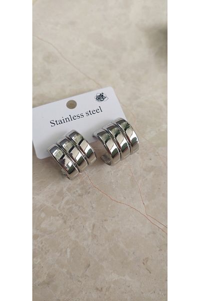 Trend Republic Steel 3 Curved Hoop Earrings