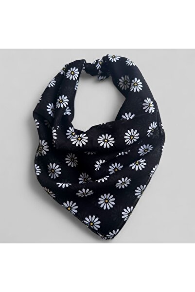alsaccessories Women's Black Color White Daisy Patterned 100% Cotton Bandana,...