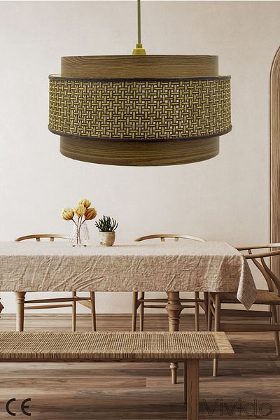 Vivido Abajur Chandelier Wicker Brown Dopia Selva