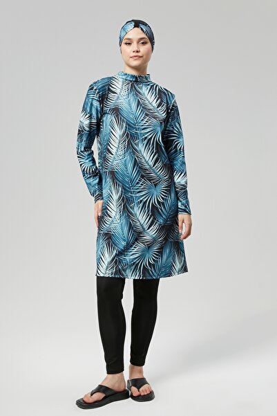 ICOLEXİN Büyük Beden Tam Kapalı Su İtici Hızlı Kuruyan Tesettür Mayo Takım