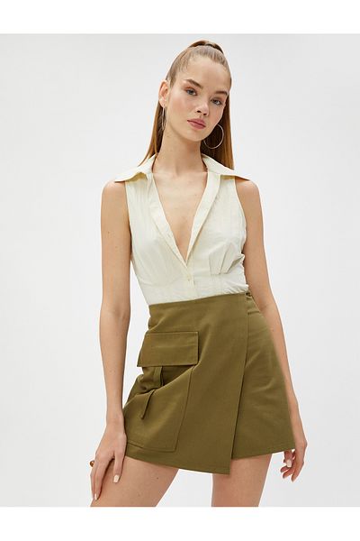 Koton Cotton Shorts Skirt with Big Pocket Detail