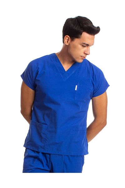 Simirna Üniforma Chirurgical Asistentă Scrubs Saks Blue Jersey Single Top