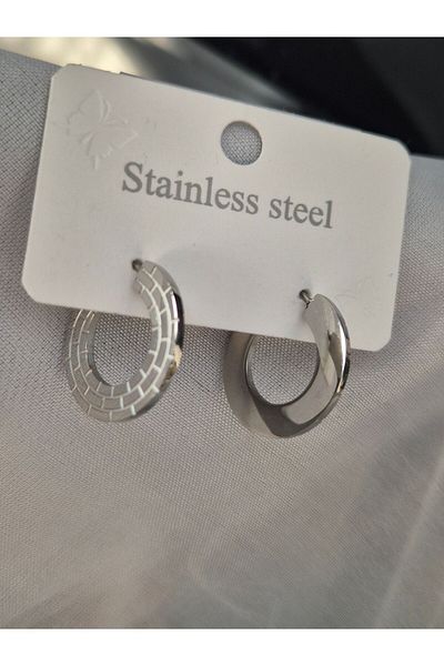 Pinkimaj Steel ring earrings model style model