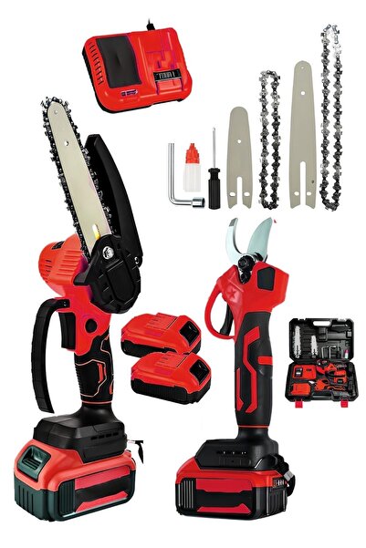 SCHUTZENGER New 2'li Set 88vf Şarjlı Çift Akülü 25mm Budama Makası Ve 10 Cm B...