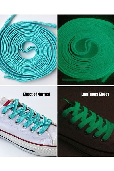 Butik Junisteps Glow-in-the-Dark Highlighter Flat Blue Children's Shoelaces