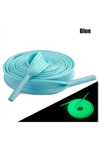 Butik Junisteps Glow-in-the-Dark Highlighter Flat Blue Children's Shoelaces
