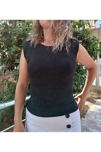 KAROL تي شيرت أنثراسايت سلكي بدون أكمام - ليكرا وقابل للغسل
