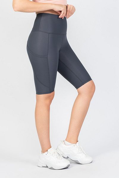 The Step Sports ستيب أوريجينال، جوارب يوجا بخصر عالٍ للسيدات، رمادية اللون، لباس يوجا فوق الركبة 29 سم