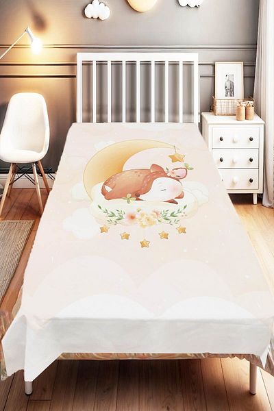 Else Dekor Crescent and Star Gazelle Patterned Children's and Baby's Bedspread - Sleeping Design