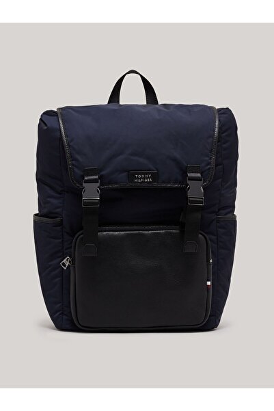 Tommy Hilfiger Erkek Logolu Fermuarlı Kayıışlı Günlük Mavi Sırt Çantası AM0AM11817-DW6