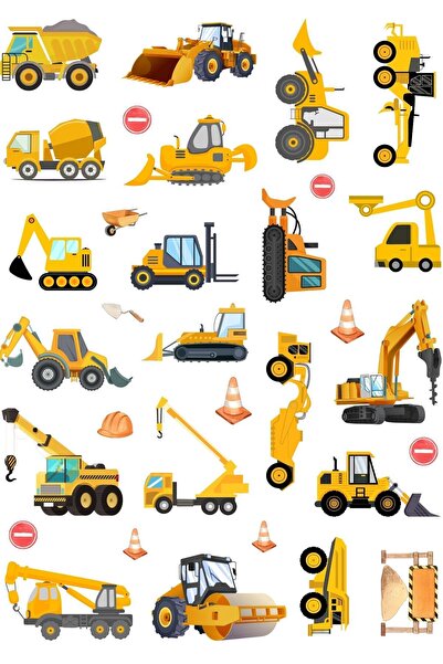Öğrence Gezegeni Eğlenceli Sticker Cam Duvar Laptop Telefon Inşaat Araçları -...