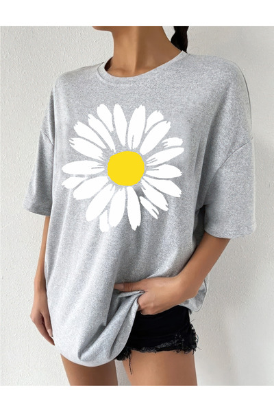 oneagılyazı Μπλουζάκι PAPATYA oversized με τύπωμα