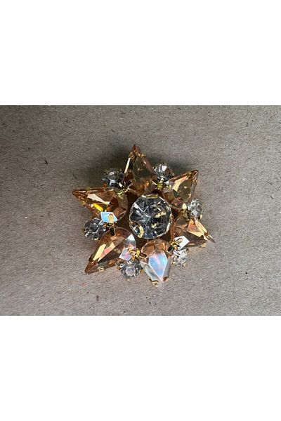 ODDA TASARIM ATÖLYESİ Big Crystal Button with Yellow Stone (1 Pcs)