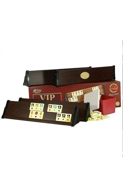 Star Wooden Okey Set Dark Color