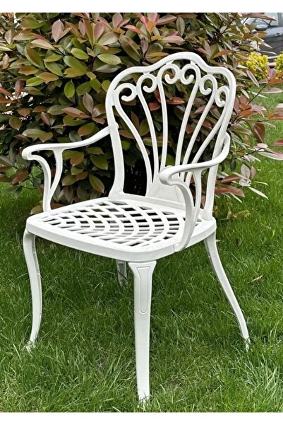 Fatih Ural Döküm Plastik ferforje görünümlü beyaz sandalye