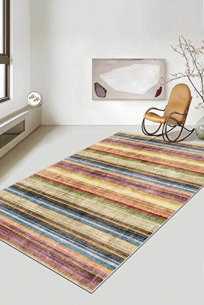 Halise Home Kaymaz Tabanlı Yıkanabilir Baskılı Halı Yolluk