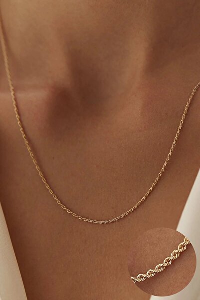 YAVUZ KUYUMCULUK 14 Ayar Altın Ince Halat Burgu Zincir