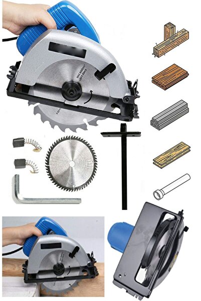 MOONSHOP Metal Çift Dişli Sistem Bakır Motor Ahşap Sunta Kesme Daire Testere Makinesi 4200 Watt 185 mm