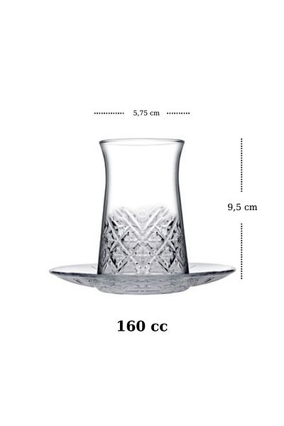 Paşabahçe Timeless Saddle Model 18 Piece Tea Set (TEA CUP, TEA PLATE, COOKIE HOLDER)