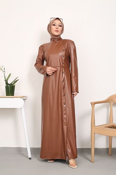 Bestenur Dide Leather Dress 441 - Tan