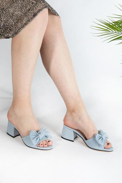 ZAPO Bebek Mavisi Cilt Fiyonk Terlik