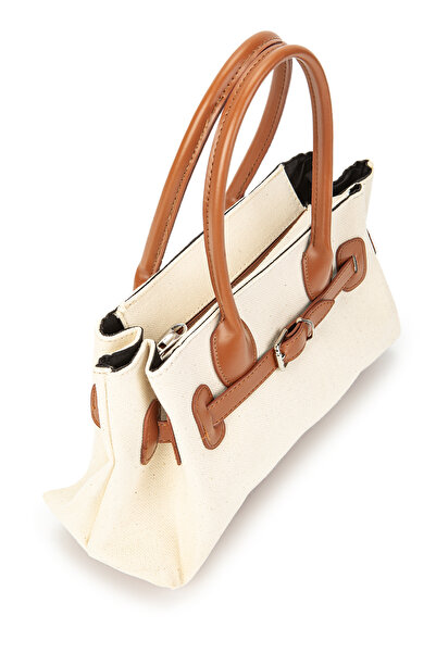 minebag Davis Women's Shoulder Bag - Belt and Canvas Leather, Cream-Tan