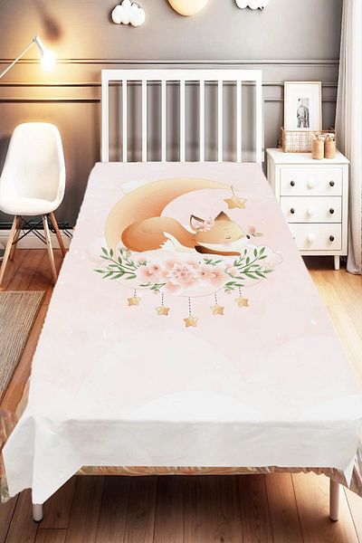 Else Dekor Moon and Star Patterned Fox Kids and Baby Bedspread - Decorative and Sleeping Design