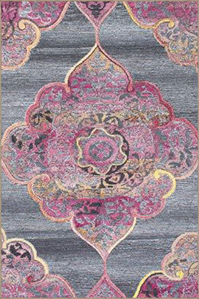 Rugs Modern Halı Mor Botanik Temalı Desenli Dokuma Taban Halı ve Yıkanabilir ...