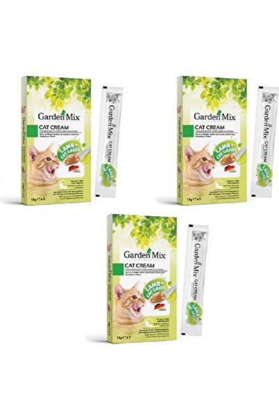Gardenmix Garden Mıx Kuzu Etli Kedi Otlu Kedi Ödül Kreması (15 gr x 5) X 3 PAKET