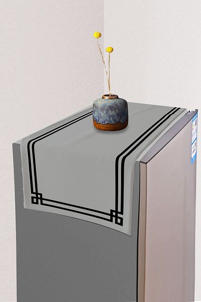 Else Dekor Husă pentru frigider pentru congelator, gri, negru, cu model, 40x140cm