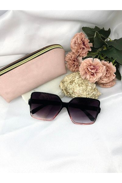 Di Caprio Rangi Rectangular Square Design Black to Pink Transition Women's Sunglasses