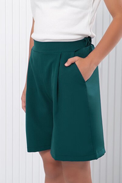 SUBU TASARIM Πλισέ σορτς βενζίνης - MDV346