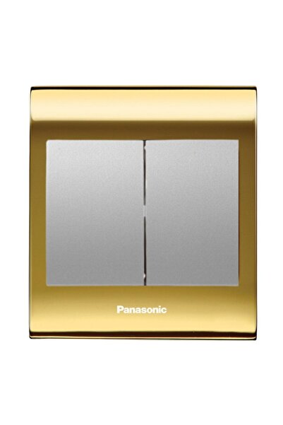 PANASONIC Viko Thea Blu Ikili Anahtar, Çerçeve Gold+dore, Kapak Metalik Beyaz