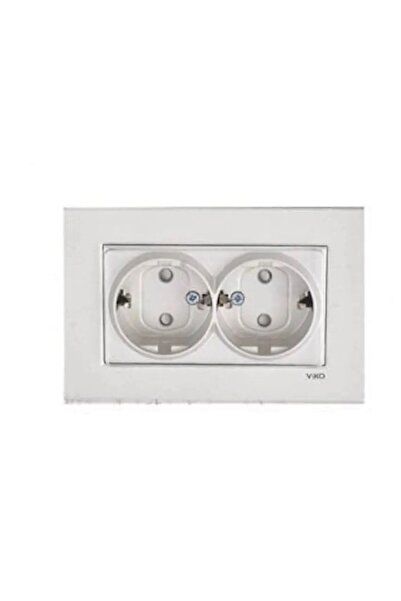 VİKO Artline Novella Metalik Beyaz Ikili Topraklı Priz Çerçeveli 92605658-c1